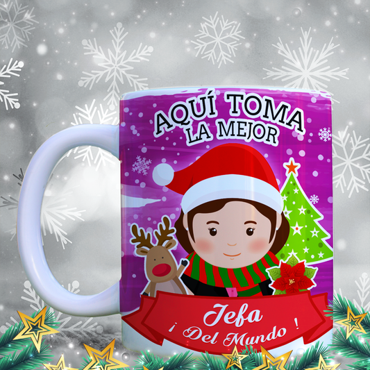 Taza Navidad Aquí Toma 10