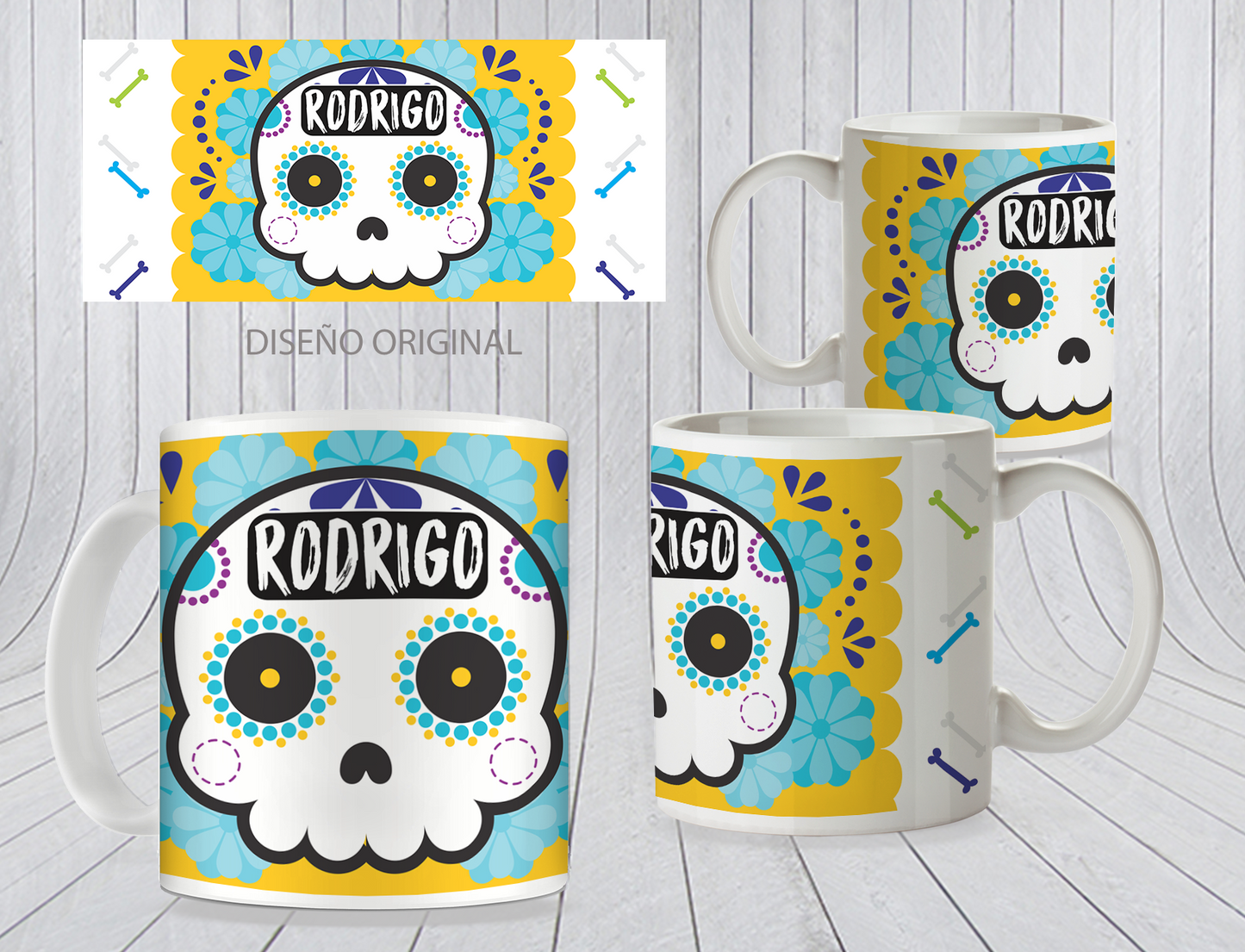 Taza Calavera Amarillo